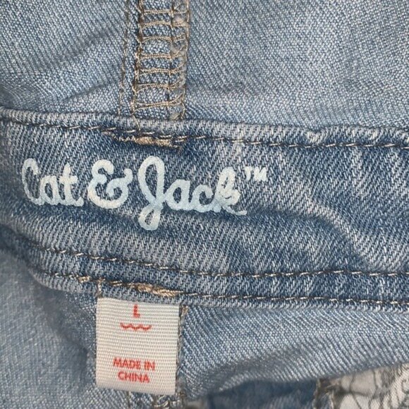 Denim Overalls With Embroidered Hem & Pockets Cat & Jack Size L - Picture 2 of 6